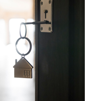 Keys in a new front door